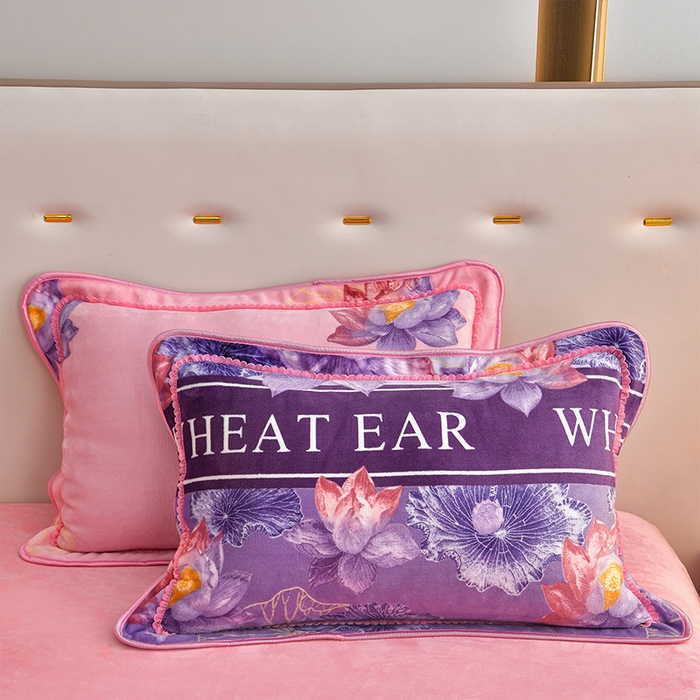 91家纺网 家纺一手货源 找家纺 亿品2025直播爆款9.5斤牛奶绒四件套加厚保暖床裙四件套 紫韵