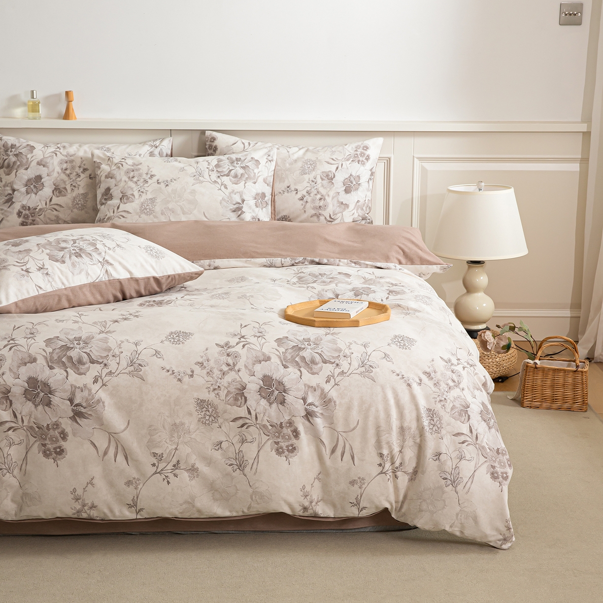 91家纺网 家纺一手货源 找家纺 绫韵家纺 2025秋冬新款印花全棉磨毛冬季加厚纯棉磨毛三件套四件套系列 远黛-咖