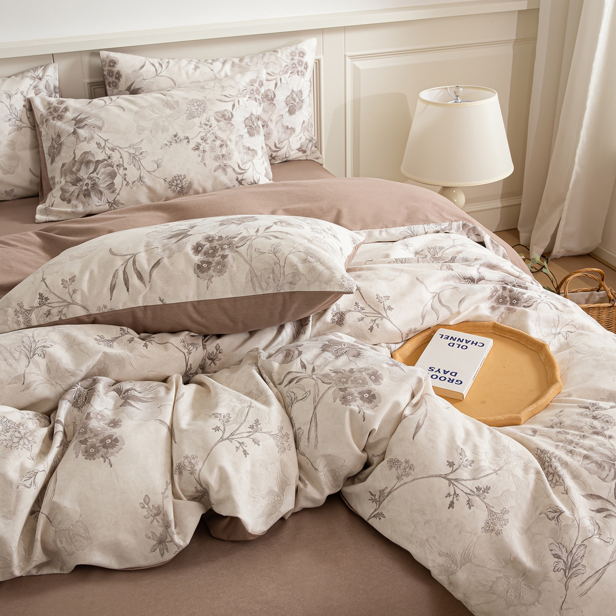 91家纺网 家纺一手货源 找家纺 绫韵家纺 2025秋冬新款印花全棉磨毛冬季加厚纯棉磨毛三件套四件套系列 远黛-咖