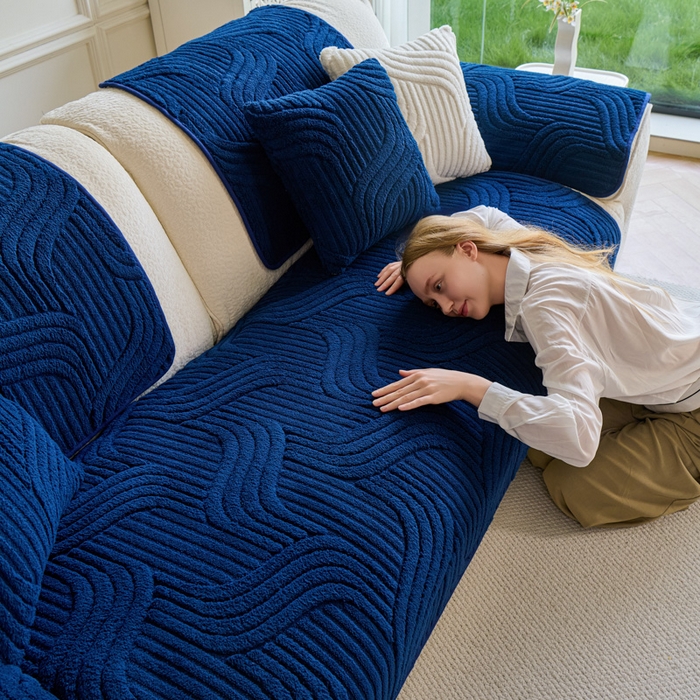 91家纺网 家纺一手货源 找家纺 闲鱼家纺 2025新款软糯厚实舒棉绒沙发垫 宝蓝