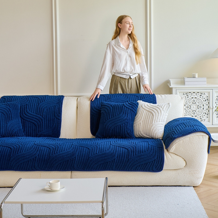 91家纺网 家纺一手货源 找家纺 闲鱼家纺 2025新款软糯厚实舒棉绒沙发垫 宝蓝