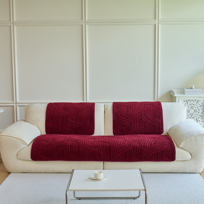 91家纺网 家纺一手货源 找家纺 闲鱼家纺 2025新款软糯厚实舒棉绒沙发垫 酒红