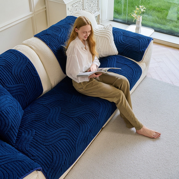 91家纺网 家纺一手货源 找家纺 闲鱼家纺 2025新款软糯厚实舒棉绒沙发垫 宝蓝