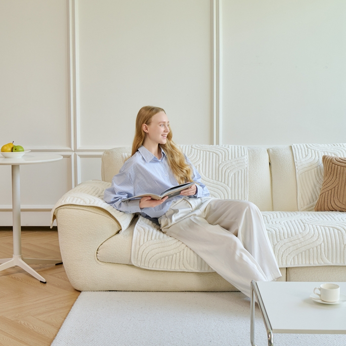 91家纺网 家纺一手货源 找家纺 闲鱼家纺 2025新款软糯厚实舒棉绒沙发垫 白色