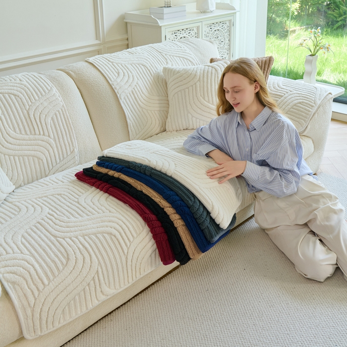 91家纺网 家纺一手货源 找家纺 闲鱼家纺 2025新款软糯厚实舒棉绒沙发垫 白色