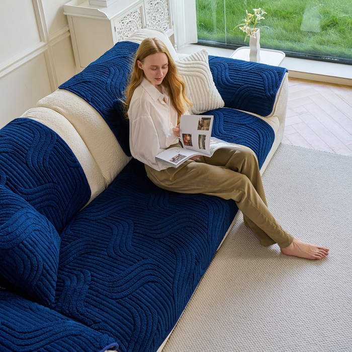 91家纺网 家纺一手货源 找家纺 闲鱼家纺 2025新款软糯厚实舒棉绒沙发垫 宝蓝