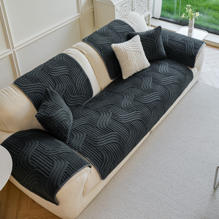 91家纺网 家纺一手货源 找家纺 闲鱼家纺 2025新款软糯厚实舒棉绒沙发垫 深灰