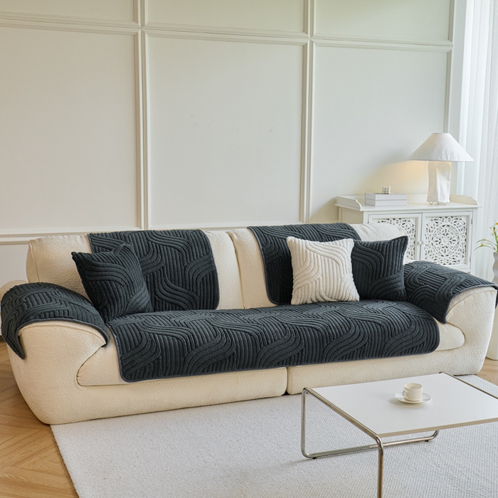 91家纺网 家纺一手货源 找家纺 闲鱼家纺 2025新款软糯厚实舒棉绒沙发垫 深灰