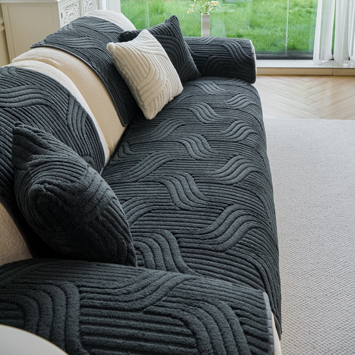 91家纺网 家纺一手货源 找家纺 闲鱼家纺 2025新款软糯厚实舒棉绒沙发垫 深灰