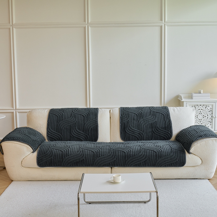 91家纺网 家纺一手货源 找家纺 闲鱼家纺 2025新款软糯厚实舒棉绒沙发垫 深灰