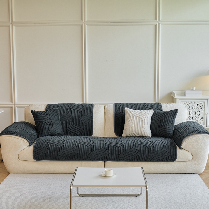 91家纺网 家纺一手货源 找家纺 闲鱼家纺 2025新款软糯厚实舒棉绒沙发垫 深灰