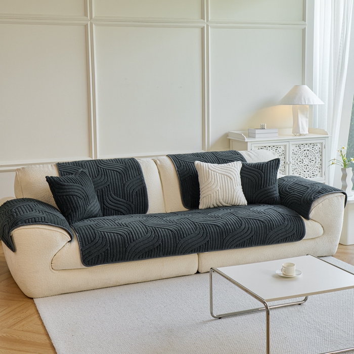 91家纺网 家纺一手货源 找家纺 闲鱼家纺 2025新款软糯厚实舒棉绒沙发垫 深灰