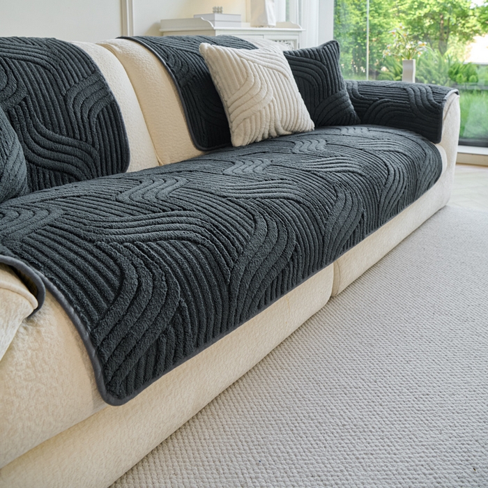 91家纺网 家纺一手货源 找家纺 闲鱼家纺 2025新款软糯厚实舒棉绒沙发垫 深灰