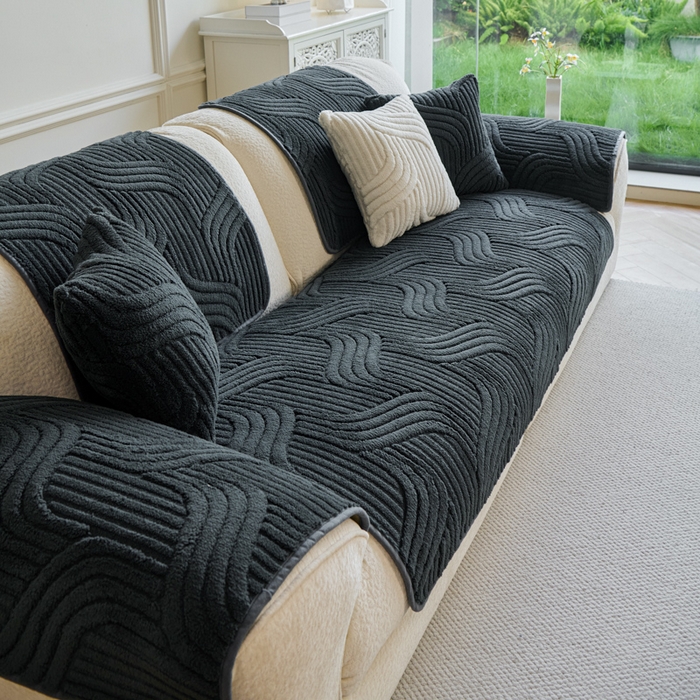 91家纺网 家纺一手货源 找家纺 闲鱼家纺 2025新款软糯厚实舒棉绒沙发垫 深灰