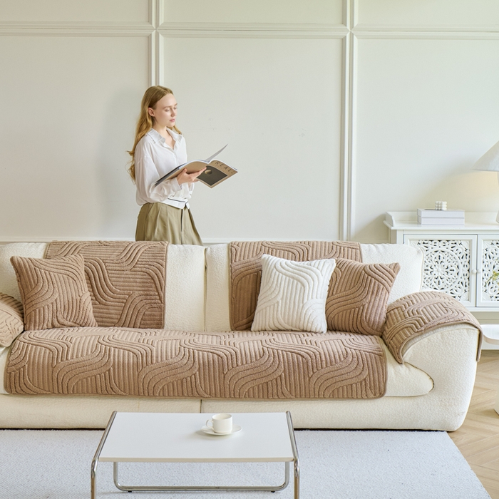 91家纺网 家纺一手货源 找家纺 闲鱼家纺 2025新款软糯厚实舒棉绒沙发垫 卡其