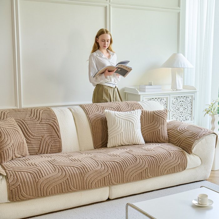 91家纺网 家纺一手货源 找家纺 闲鱼家纺 2025新款软糯厚实舒棉绒沙发垫 卡其