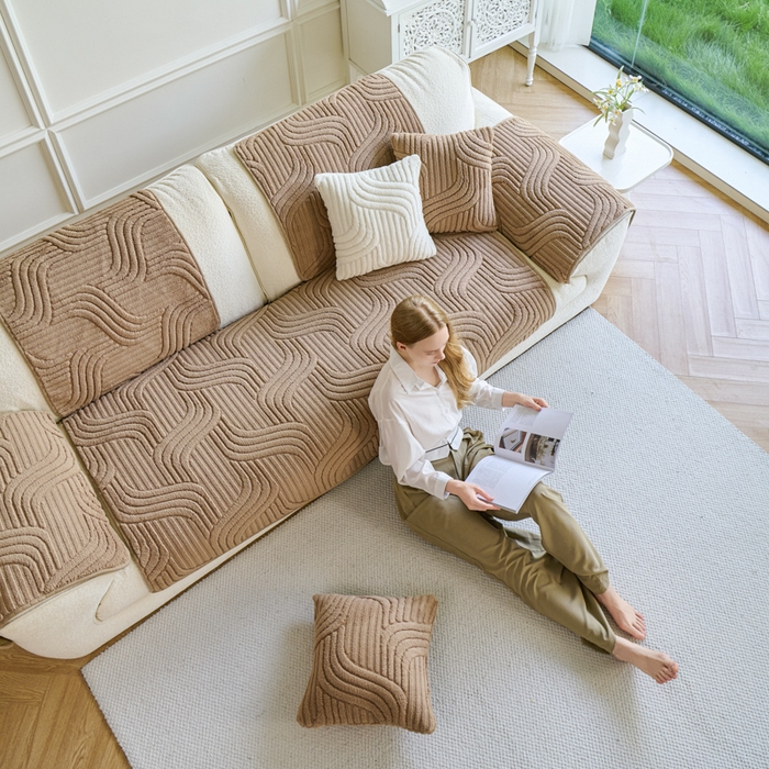 91家纺网 家纺一手货源 找家纺 闲鱼家纺 2025新款软糯厚实舒棉绒沙发垫 卡其