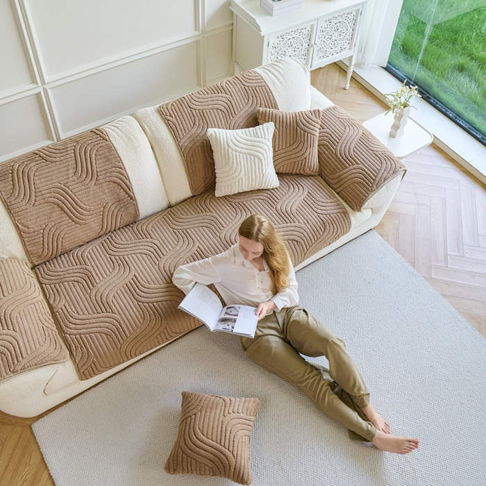 91家纺网 家纺一手货源 找家纺 闲鱼家纺 2025新款软糯厚实舒棉绒沙发垫 卡其