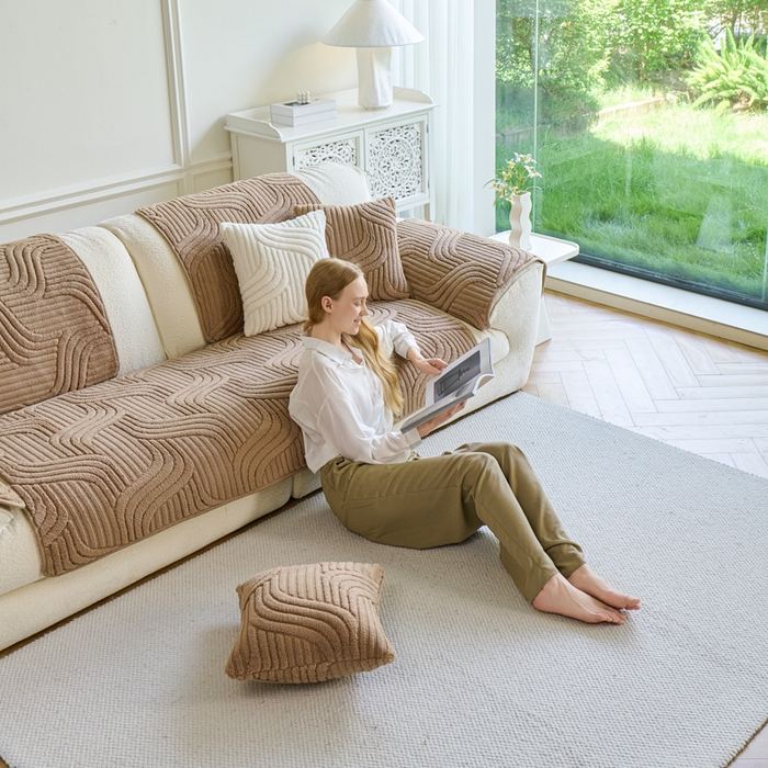 91家纺网 家纺一手货源 找家纺 闲鱼家纺 2025新款软糯厚实舒棉绒沙发垫 卡其