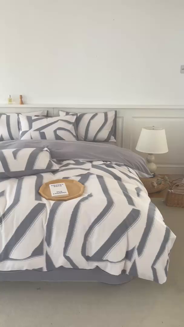 91家纺网 家纺一手货源 找家纺 绫韵家纺 2025秋冬新款印花全棉磨毛冬季加厚纯棉磨毛三件套四件套系列 魅影灰