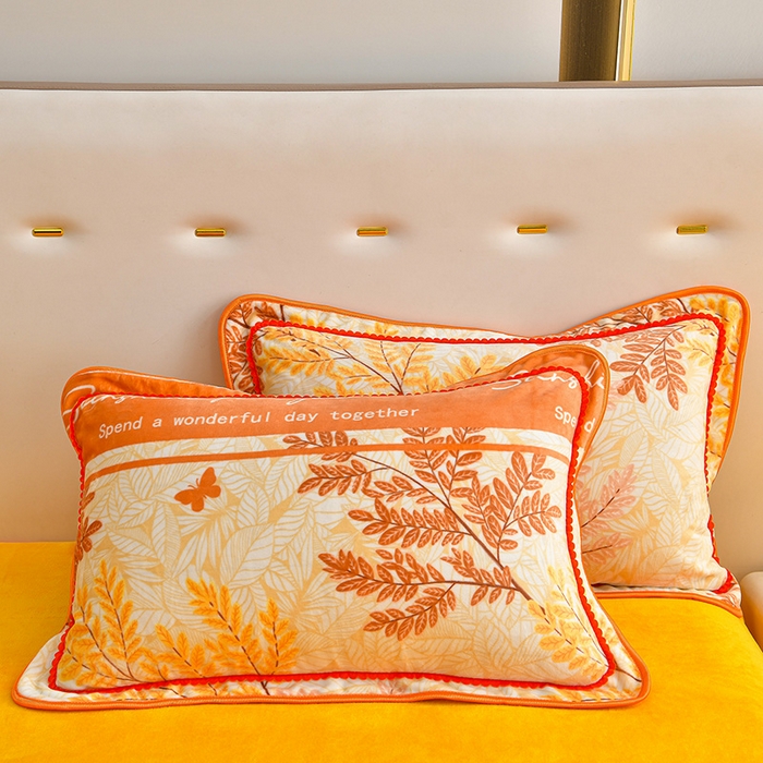 91家纺网 家纺一手货源 找家纺 亿品2025直播爆款9.5斤牛奶绒四件套加厚保暖床裙四件套 秋意浓