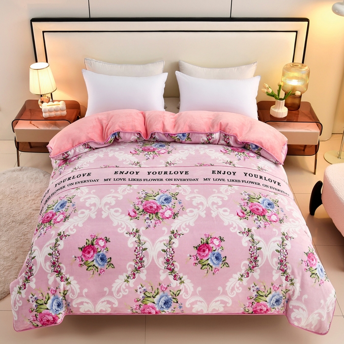 91家纺网 家纺一手货源 找家纺 雨洋2025新款加厚保暖8.5斤牛奶绒金貂婴儿绒四件套欧若拉