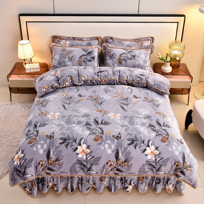 91家纺网 家纺一手货源 找家纺 雨洋2025新款加厚保暖8.5斤牛奶绒金貂婴儿绒四件套塞纳花园