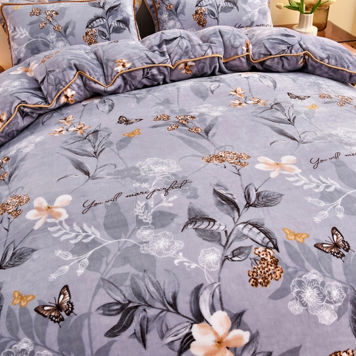 91家纺网 家纺一手货源 找家纺 雨洋2025新款加厚保暖8.5斤牛奶绒金貂婴儿绒四件套塞纳花园