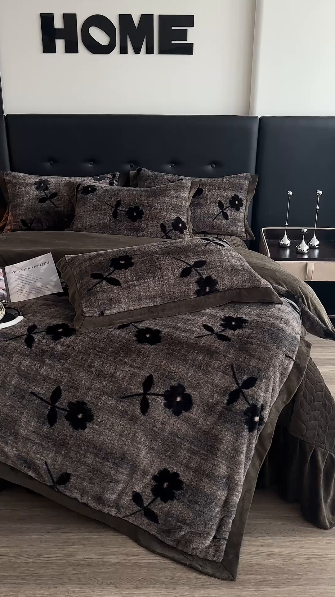 91家纺网 家纺一手货源 找家纺 金艾草 2025新款兔毛宽边床盖四件套【工艺款】 繁花灰