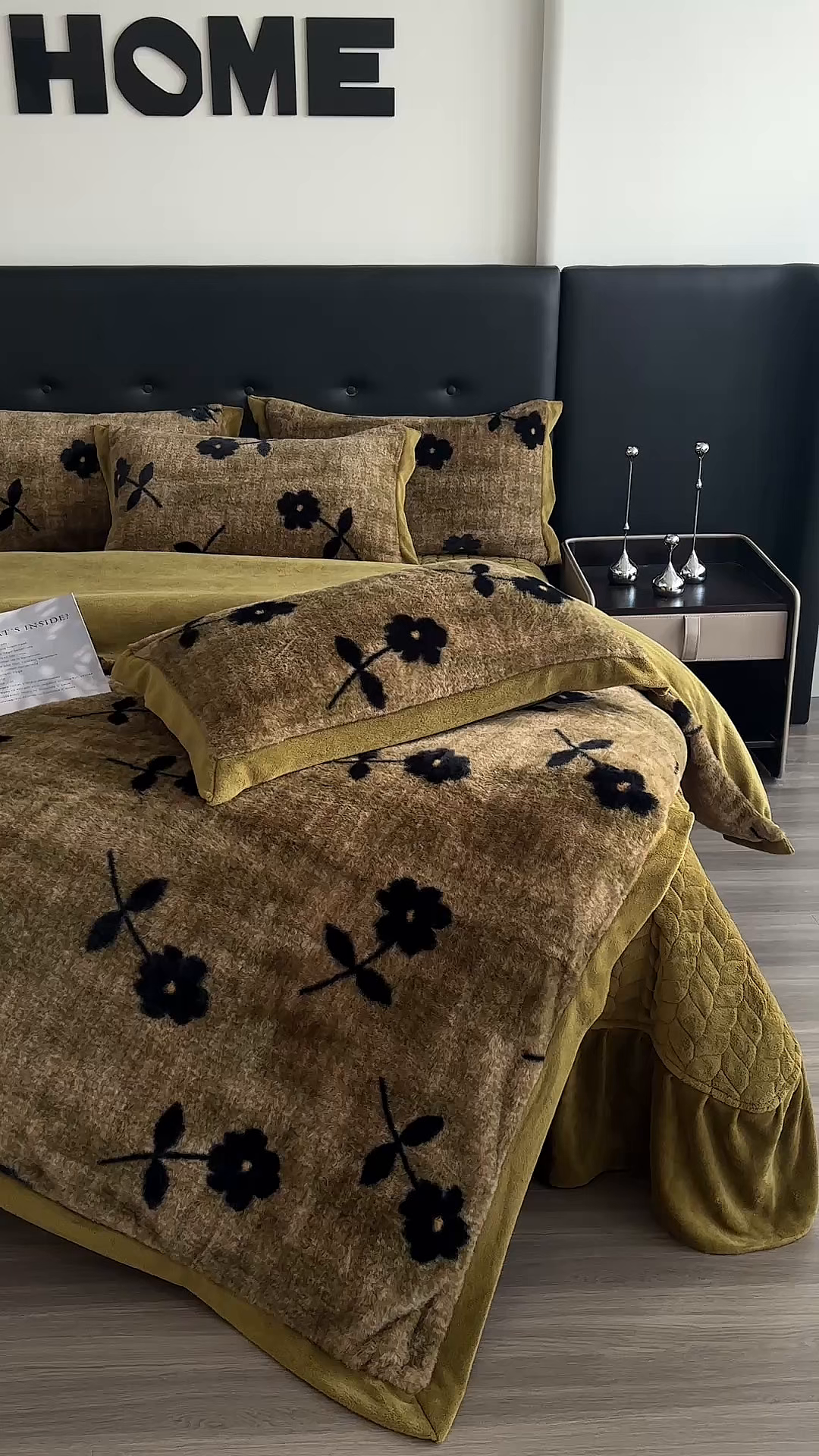 91家纺网 家纺一手货源 找家纺 金艾草 2025新款兔毛宽边床盖四件套【工艺款】 繁花咖