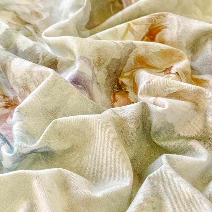 91家纺网 家纺一手货源 找家纺 胜权家纺 2025秋冬新款全棉法式13372数码印花夹棉床盖四件套系列 花非花绿