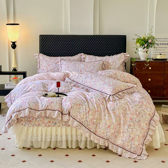 91家纺网 家纺一手货源 找家纺 （总）胜权家纺 2025秋冬新款全棉法式13372数码印花夹棉床盖四件套系列