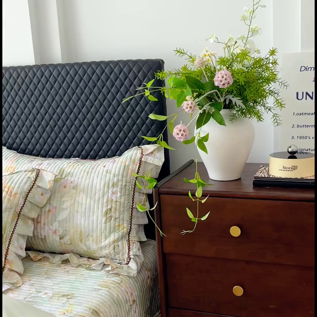 91家纺网 家纺一手货源 找家纺 胜权家纺 2025秋冬新款全棉法式13372数码印花夹棉床盖四件套系列 花海绿