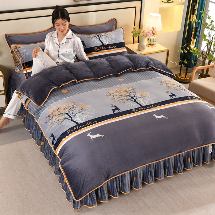 91家纺网 家纺一手货源 找家纺 雨洋家纺 2025新款10斤绒四件套 发财鹿