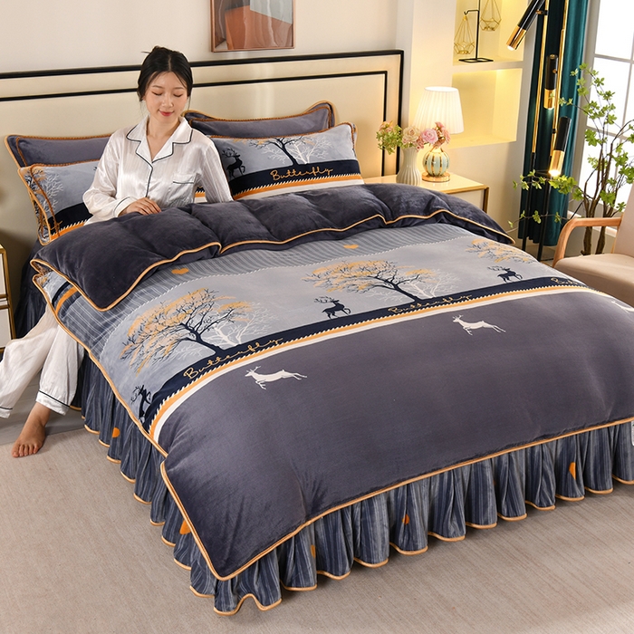 雨洋家纺 2025新款10斤绒四件套 发财鹿