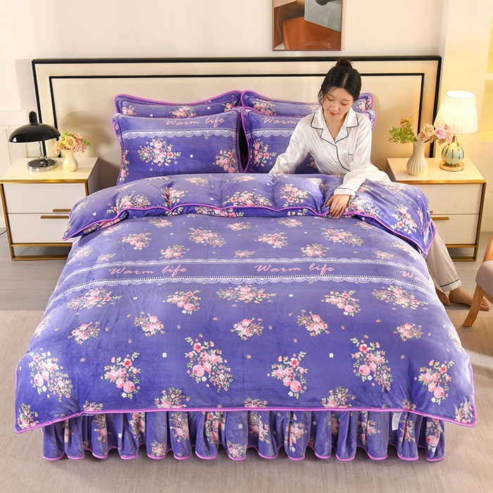 91家纺网 家纺一手货源 找家纺 雨洋家纺 2025新款10斤绒四件套 浪漫花雨