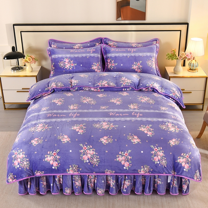 91家纺网 家纺一手货源 找家纺 雨洋家纺 2025新款10斤绒四件套 浪漫花雨