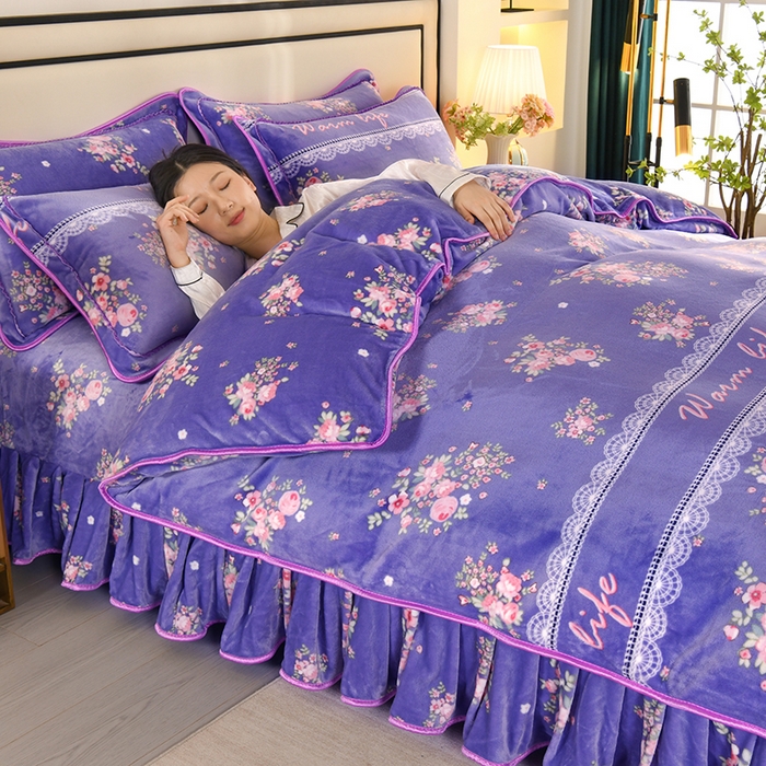 91家纺网 家纺一手货源 找家纺 雨洋家纺 2025新款10斤绒四件套 浪漫花雨