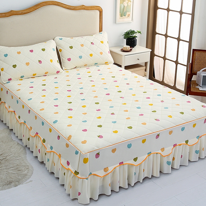 91家纺网 家纺一手货源 找家纺 （总）笠裙家纺 2025新款磨毛【夹棉】S边单件三件套韩版防滑床裙