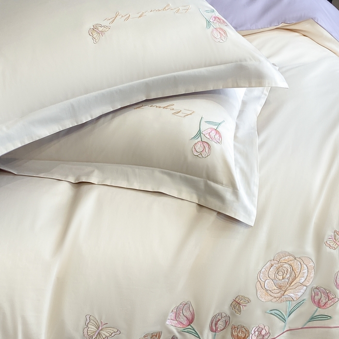 91家纺网 家纺一手货源 找家纺 （总）桃园 新款纯棉全棉长绒棉刺绣绣花高端礼盒初暖系列四件套