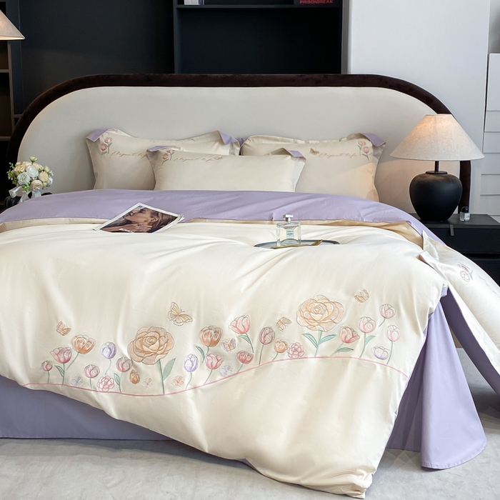 91家纺网 家纺一手货源 找家纺 （总）桃园 新款纯棉全棉长绒棉刺绣绣花高端礼盒初暖系列四件套