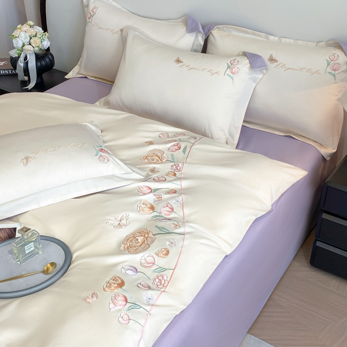 91家纺网 家纺一手货源 找家纺 （总）桃园 新款纯棉全棉长绒棉刺绣绣花高端礼盒初暖系列四件套