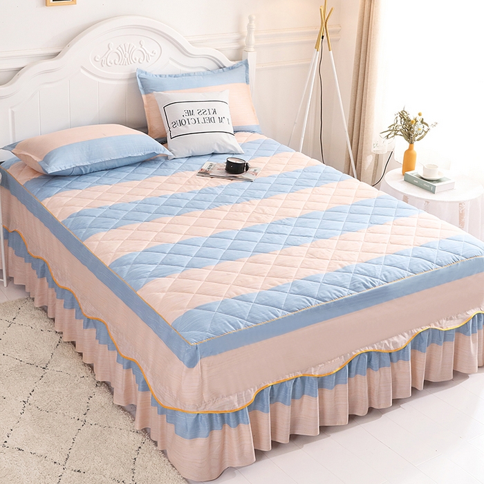 91家纺网 家纺一手货源 找家纺 （总）笠裙家纺 2025新款磨毛【夹棉】S边单件三件套韩版防滑床裙