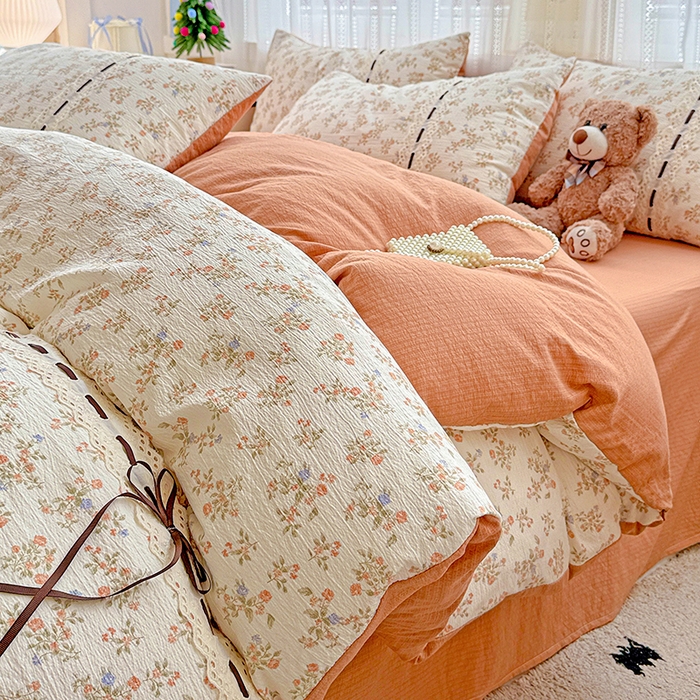 91家纺网 家纺一手货源 找家纺 （总）典曼家纺 2025新款古法花边蝴蝶结四件套