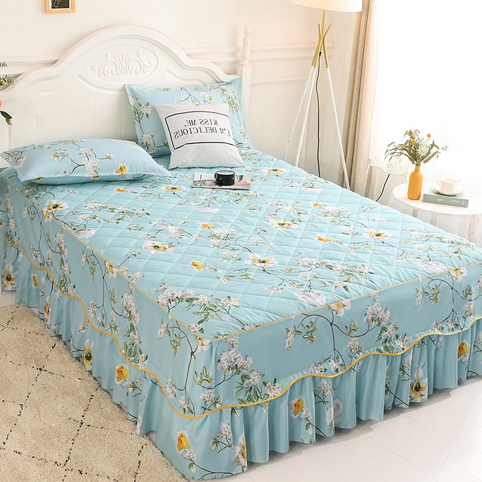 91家纺网 家纺一手货源 找家纺 （总）笠裙家纺 2025新款磨毛【夹棉】S边单件三件套韩版防滑床裙