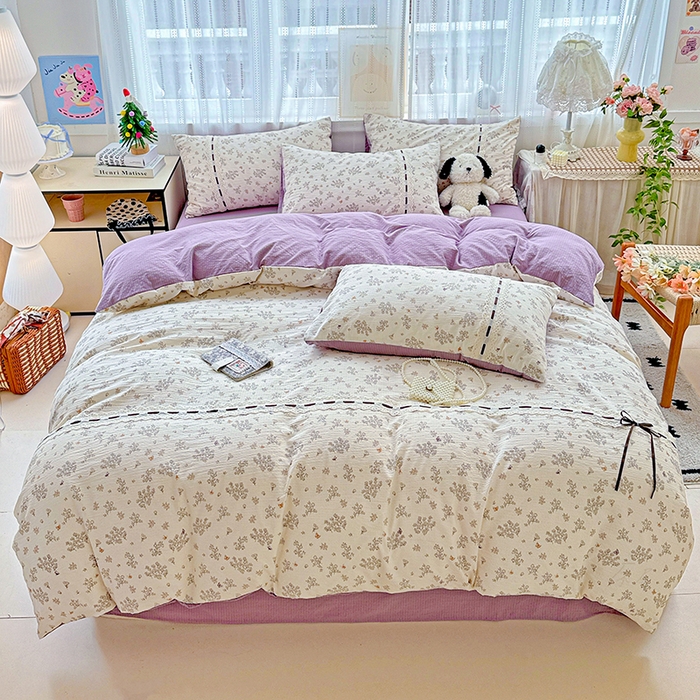 91家纺网 家纺一手货源 找家纺 典曼家纺 2025新款古法花边蝴蝶结四件套 静初