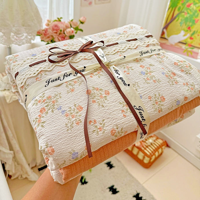 91家纺网 家纺一手货源 找家纺 典曼家纺 2025新款古法花边蝴蝶结四件套 可可庄园