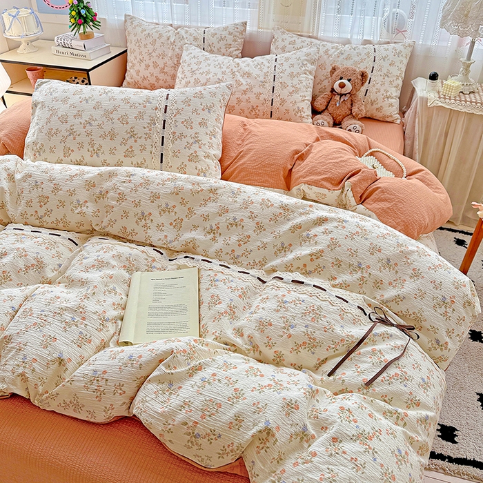 91家纺网 家纺一手货源 找家纺 典曼家纺 2025新款古法花边蝴蝶结四件套 可可庄园