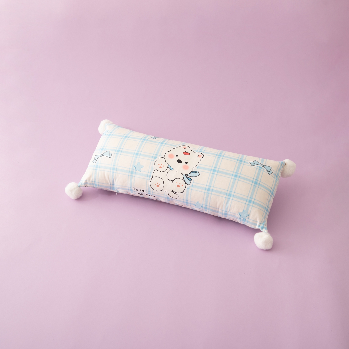 91家纺网 家纺一手货源 找家纺 博笔熊 2025新款双面多功能卡通长条枕头枕芯抱枕靠垫靠枕 蝴蝶结西高地