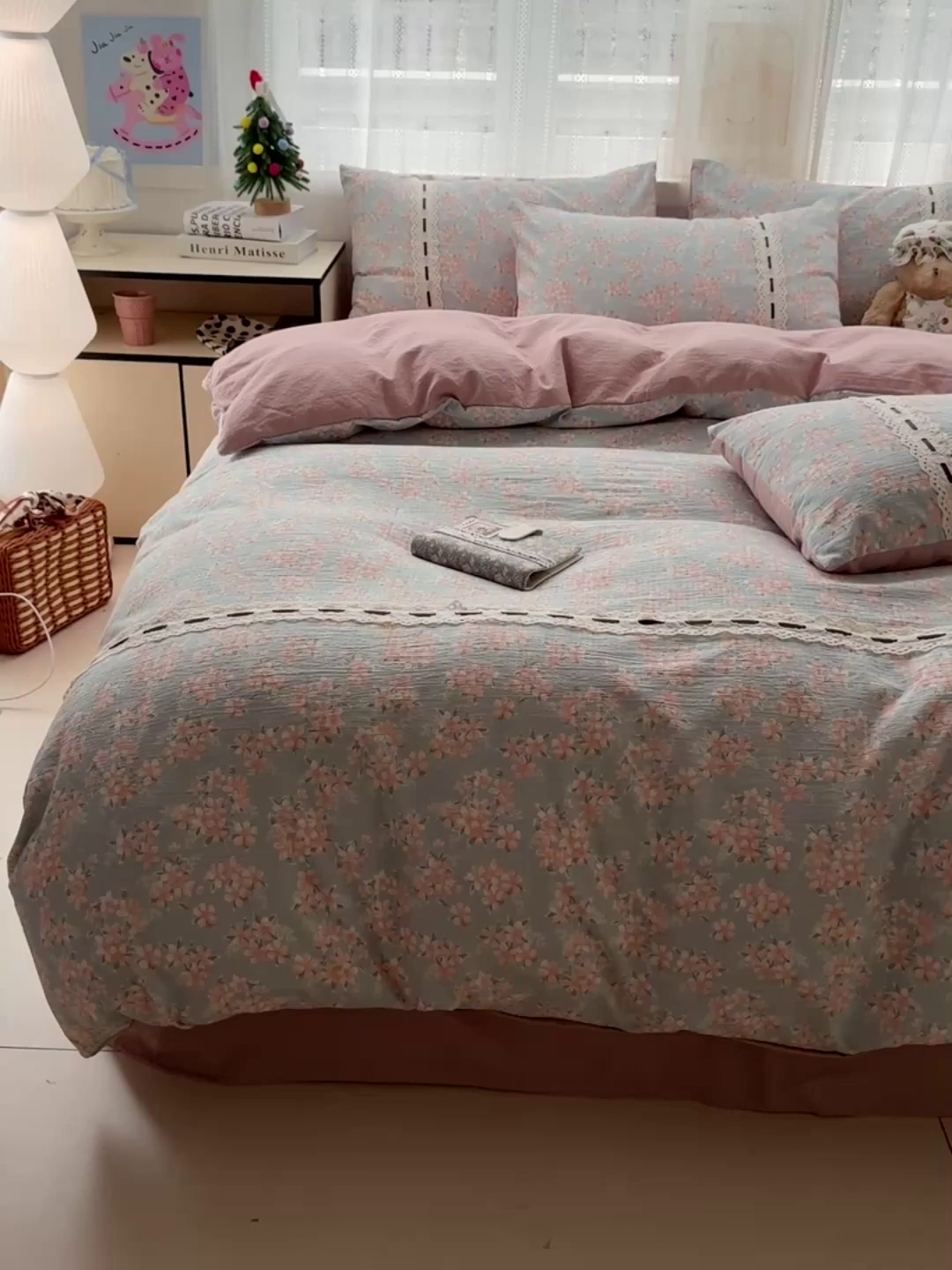 91家纺网 家纺一手货源 找家纺 典曼家纺 2025新款古法花边蝴蝶结四件套 雅集